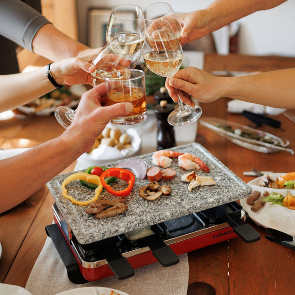 Classic Red Granite Stone Raclette Party Grill