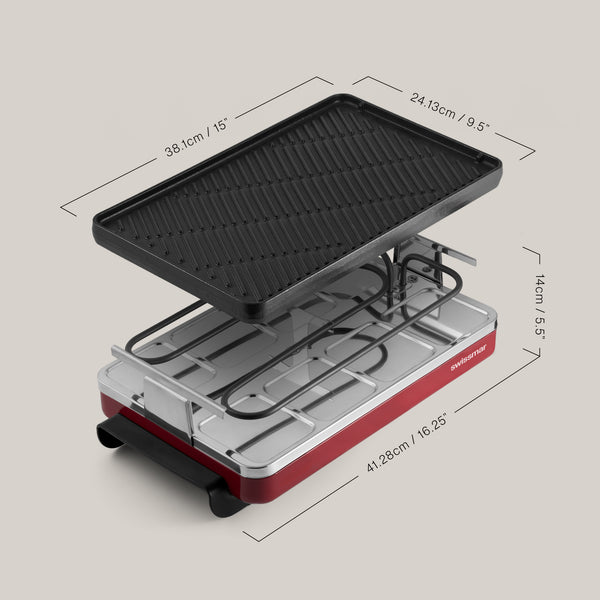 Classic Red Cast Iron Raclette Party Grill