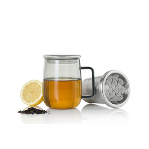 2-in-1 Tea Glass with Filter | Stainless Steel | AdHoc