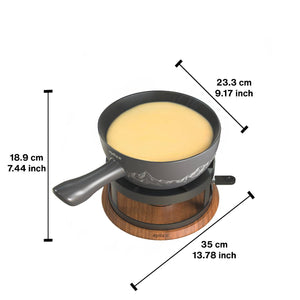 Chalet Ceramic Cheese Fondue Set, Beluga Grey