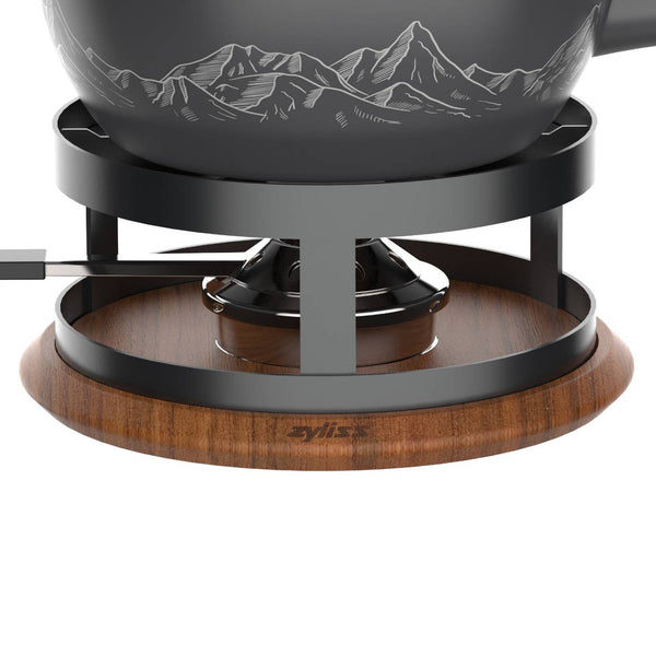 Chalet Ceramic Cheese Fondue Set, Beluga Grey