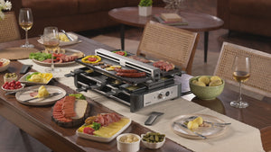 Appareil à raclette et grill d'extérieur/intérieur en fonte Verso